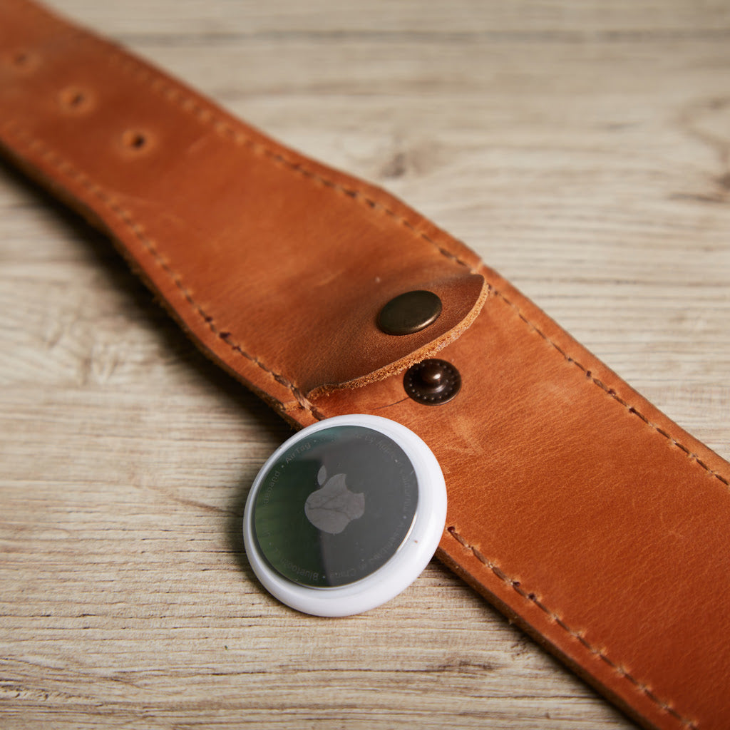 Guler din piele Air Collar pentru rase medii de câini cu suport AirTag