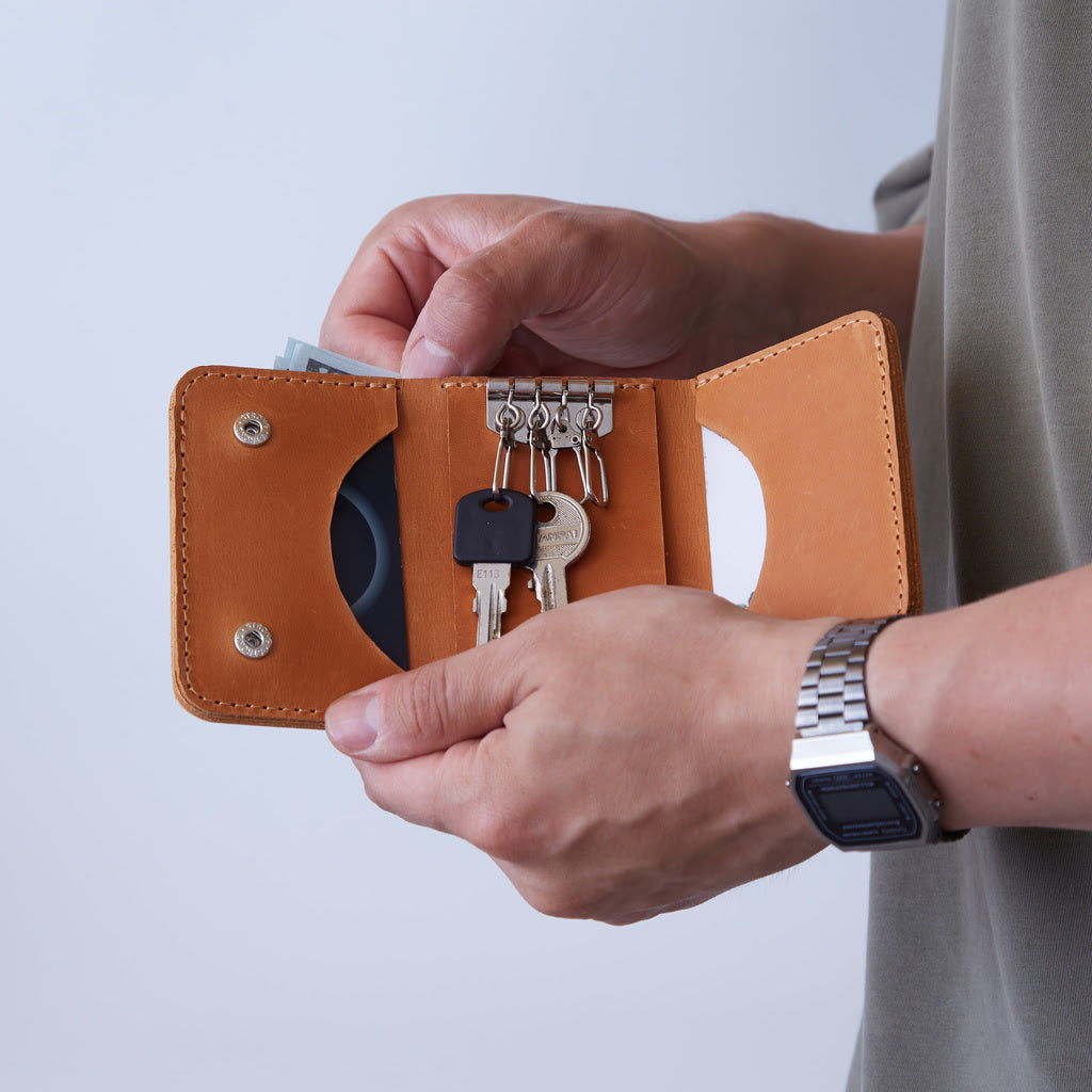 Suport pentru chei și portofel vintage din piele Key Plus