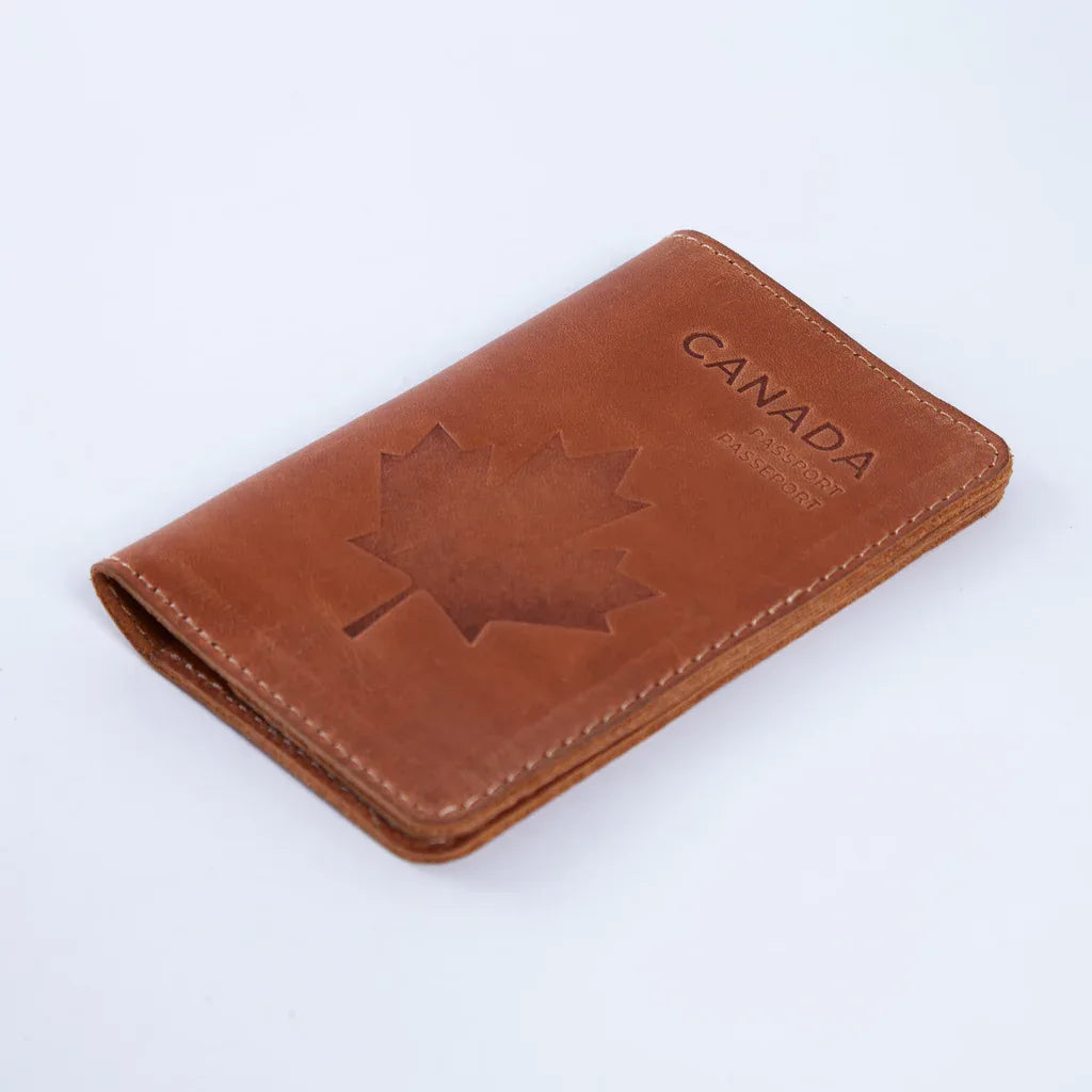 Passport cover with the national symbol of Canada мade from vintage leather - INCARNE® Global
