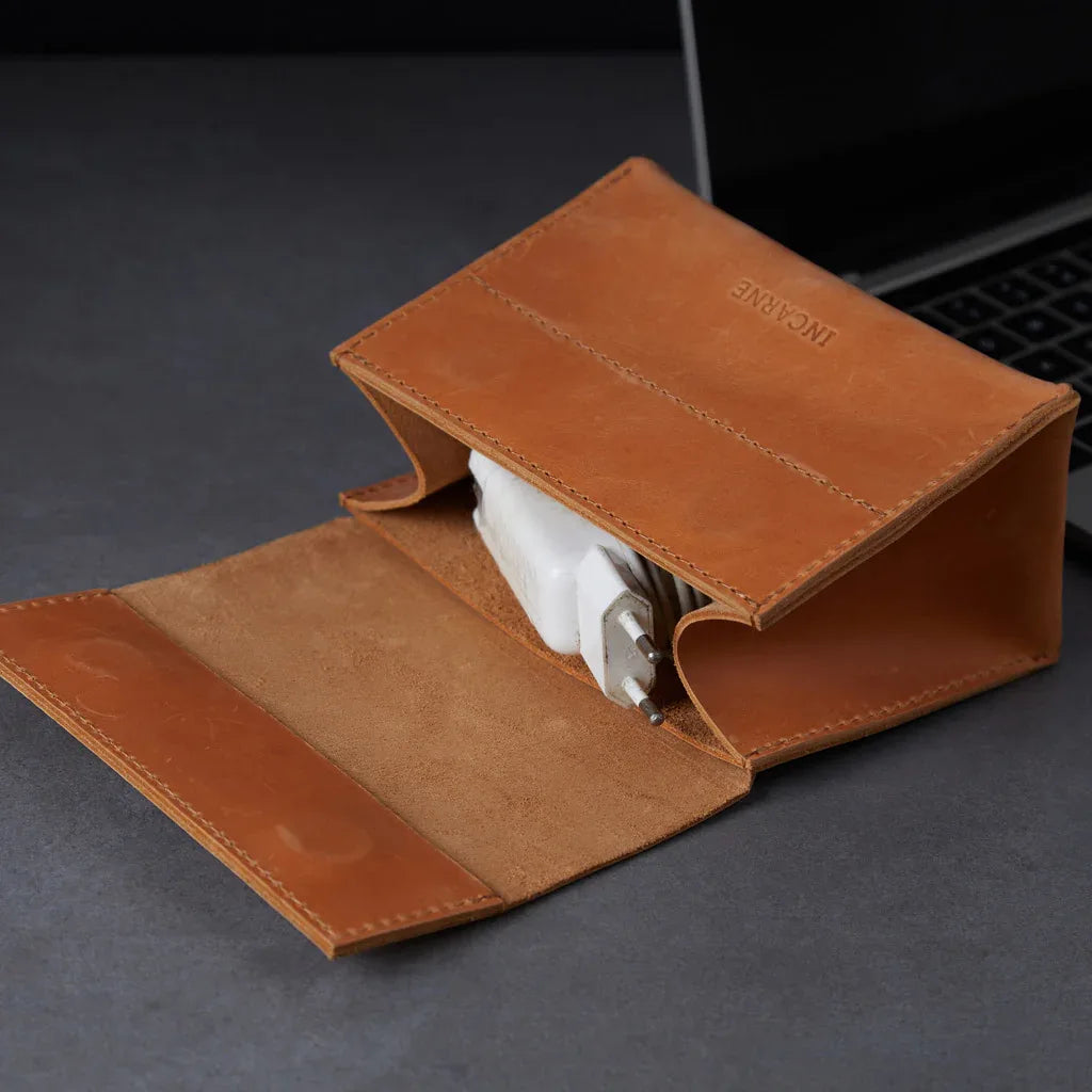 Wire Keeper Leather Organizer for Cables, Mouse, Adapters - INCARNE® Global