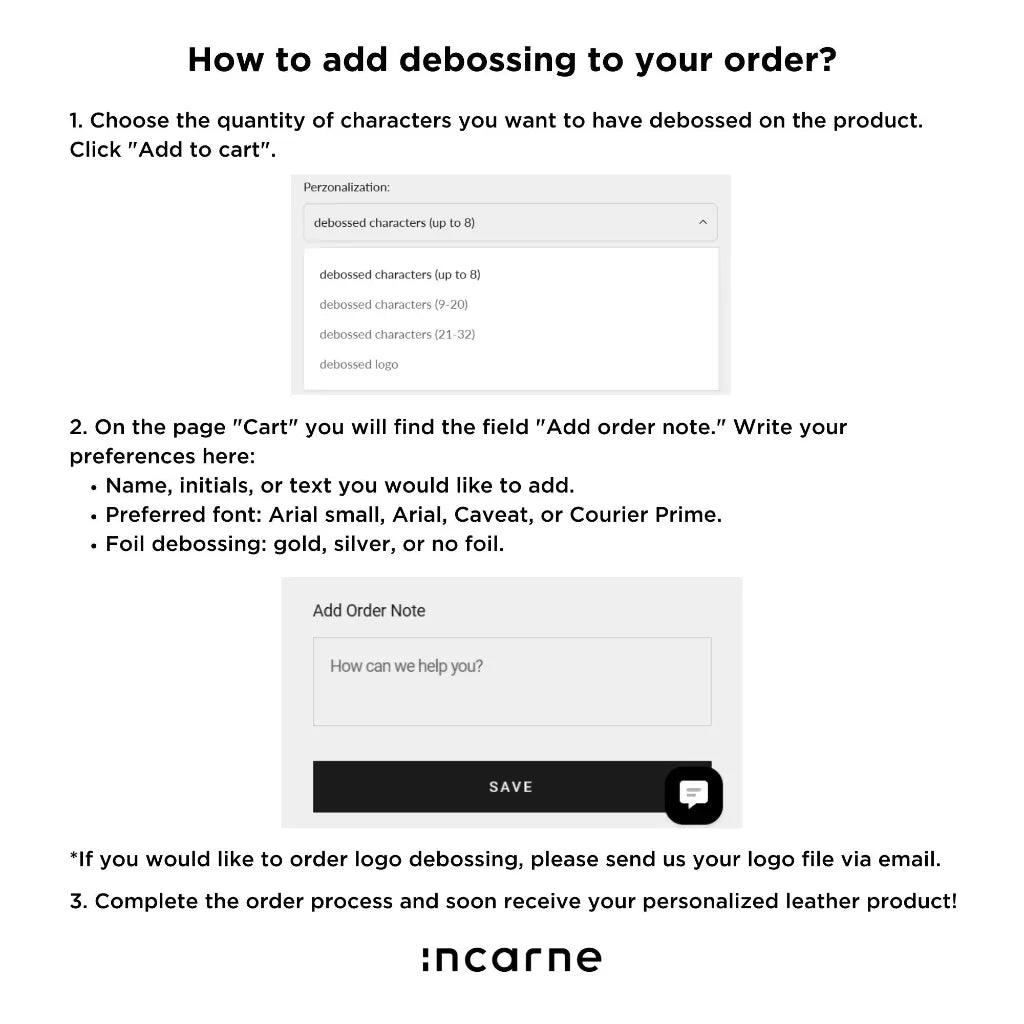 Personalized debossing - INCARNE® Global