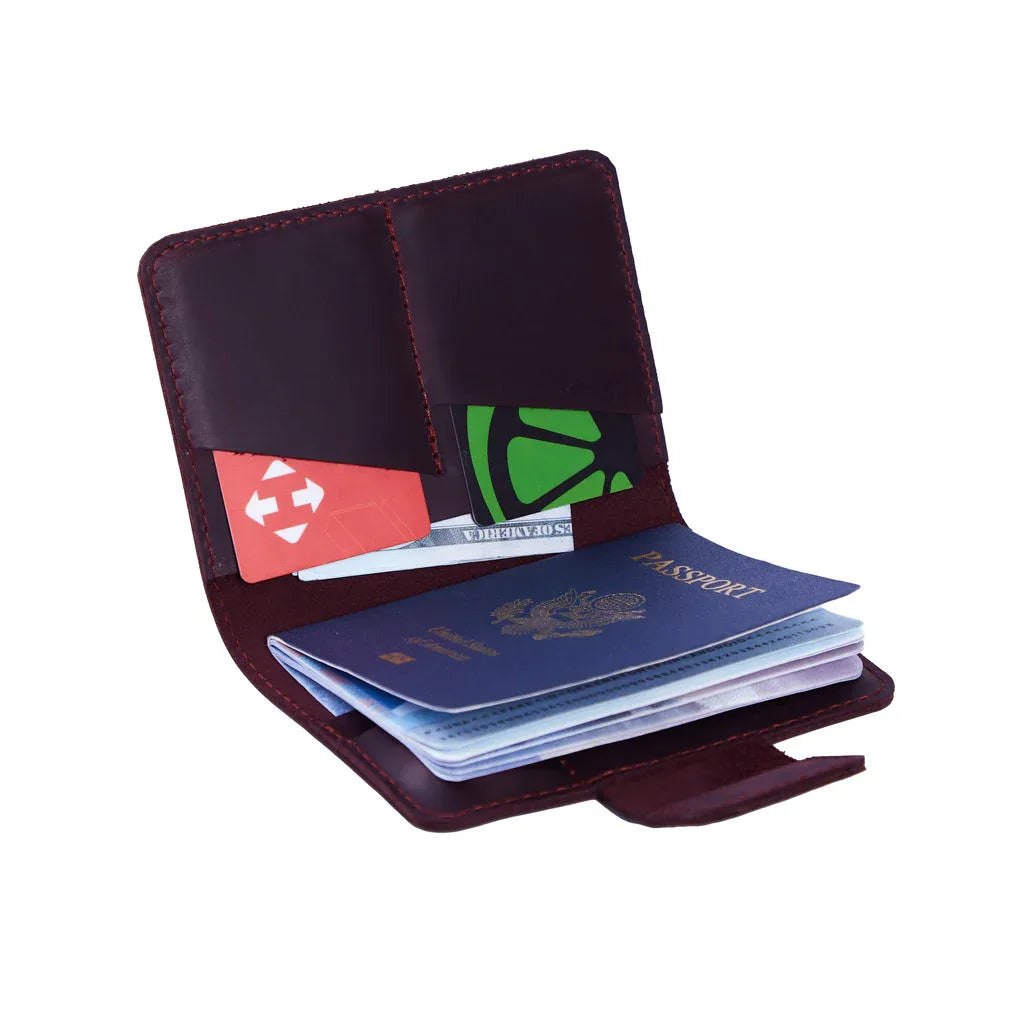 Smart Journey Vintage Leather Passport Cover for Travel with AirTag and Cards Holders - INCARNE® Global