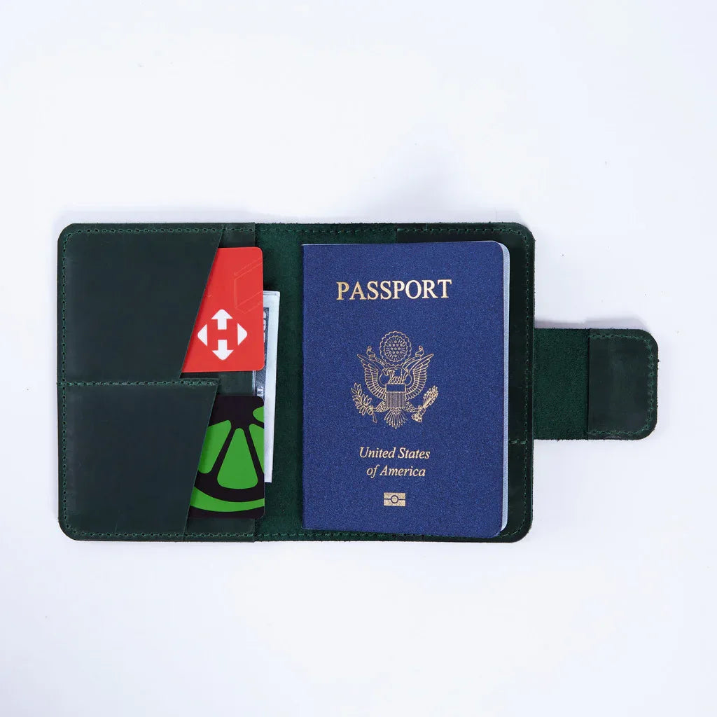 Smart Journey Vintage Leather Passport Cover for Travel with AirTag and Cards Holders - INCARNE® Global