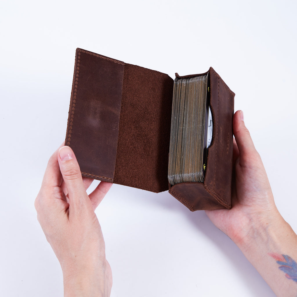 Geantă orizontală pentru tarot cu închidere magnetică din piele vintage