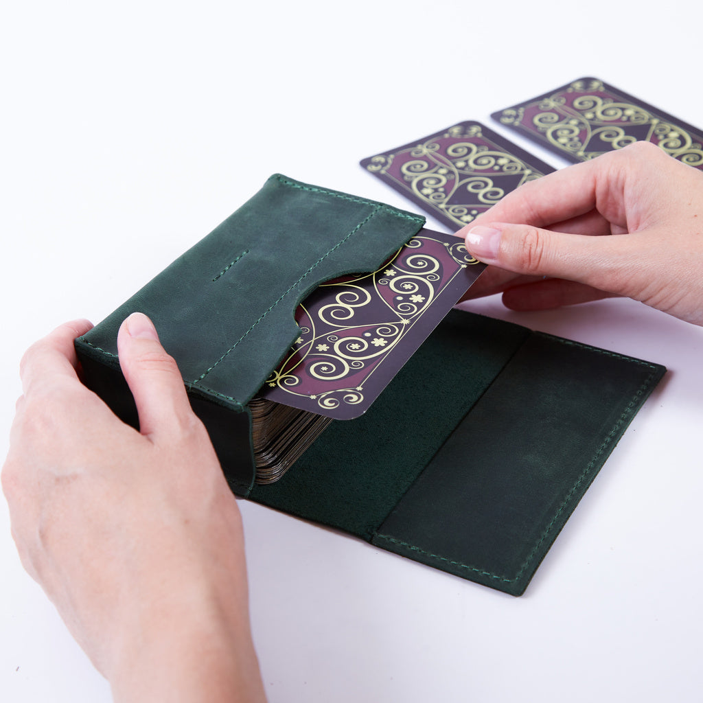Geantă orizontală pentru tarot cu închidere magnetică din piele vintage