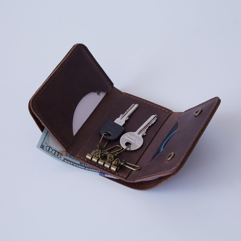 Suport pentru chei și portofel vintage din piele Key Plus