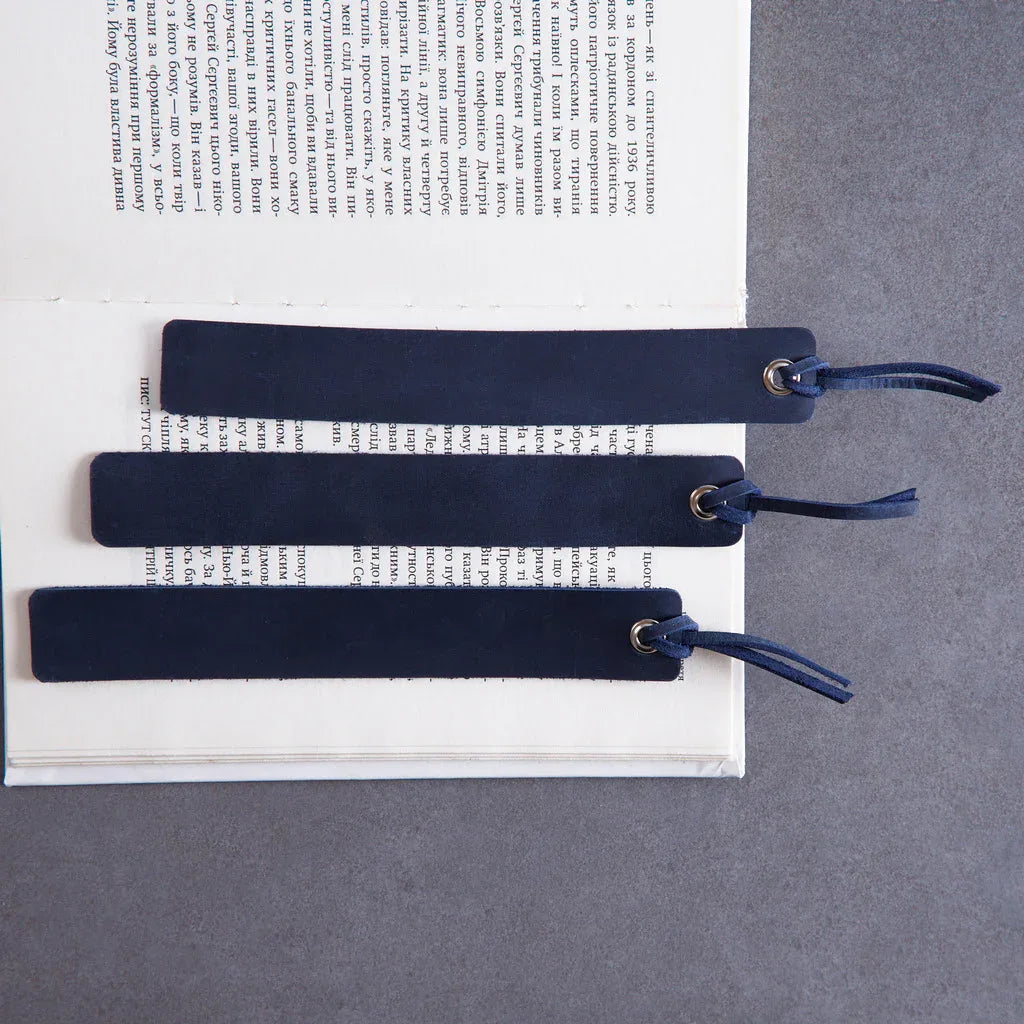 Bookmarks long made from vintage leather (set of 3) - INCARNE® Global