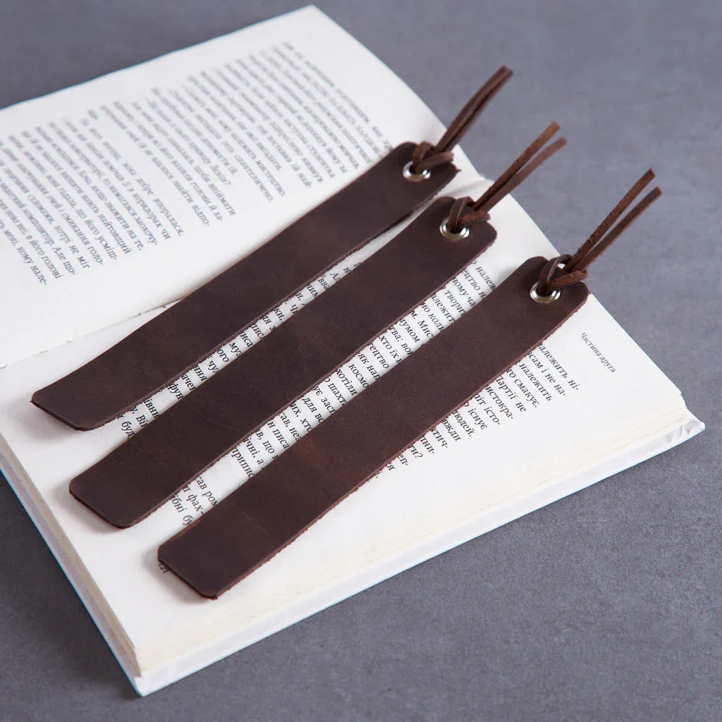 Bookmarks long made from vintage leather (set of 3) - INCARNE® Global