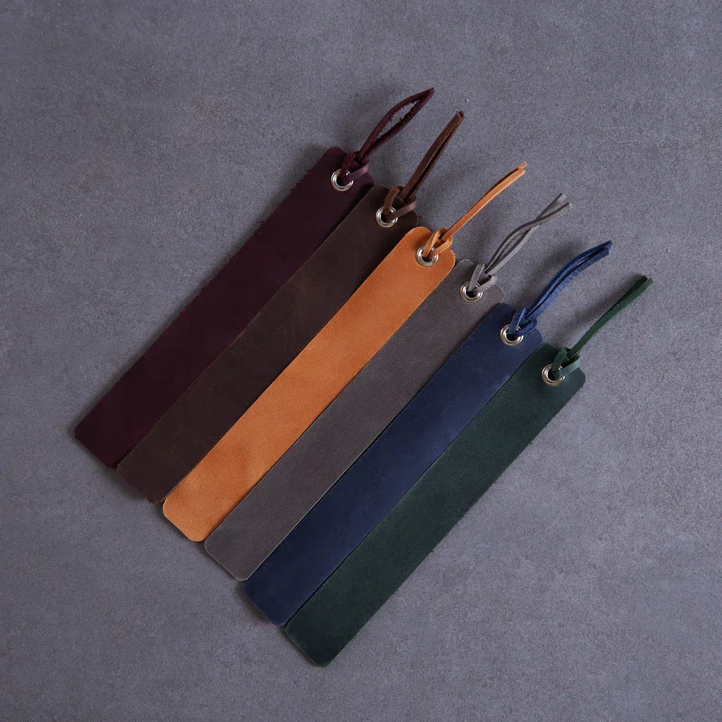 Bookmarks long made from vintage leather (set of 3) - INCARNE® Global