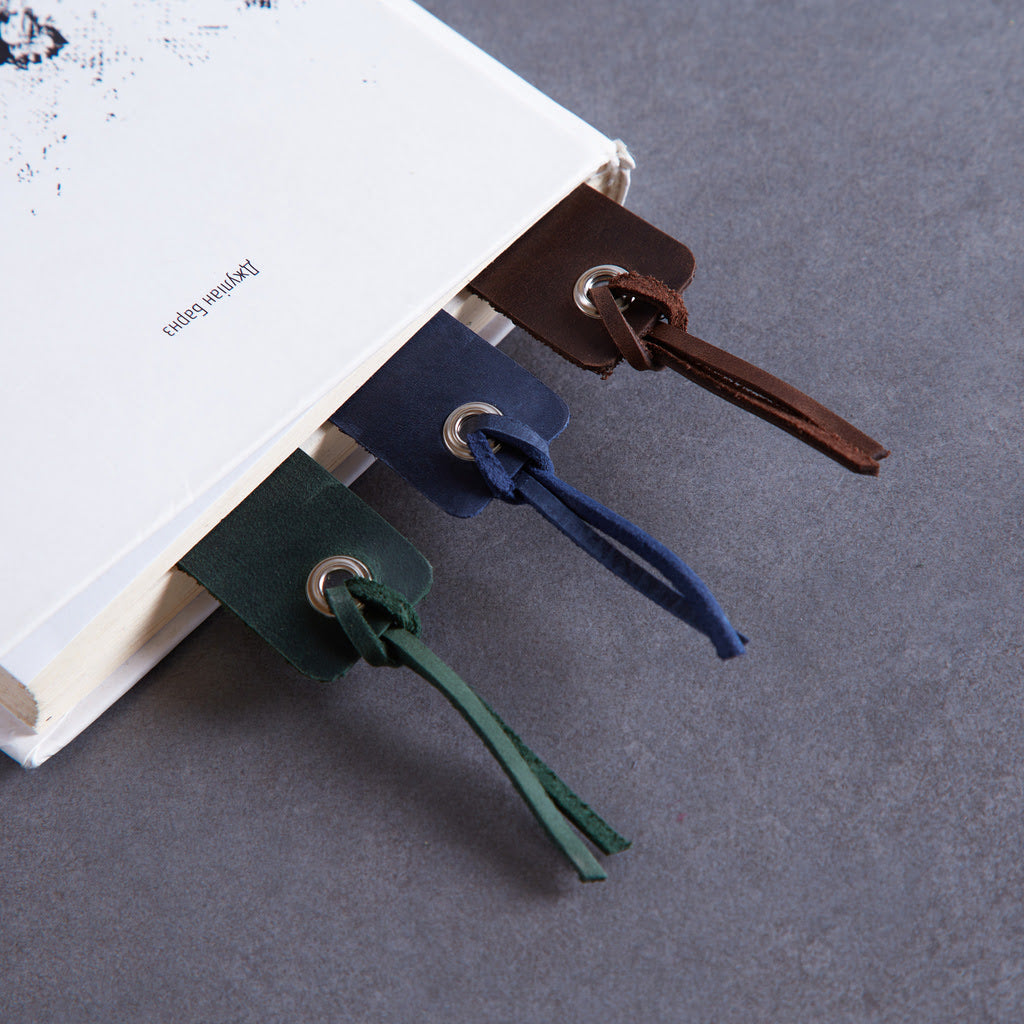 Bookmarks long made from vintage leather (set of 3)