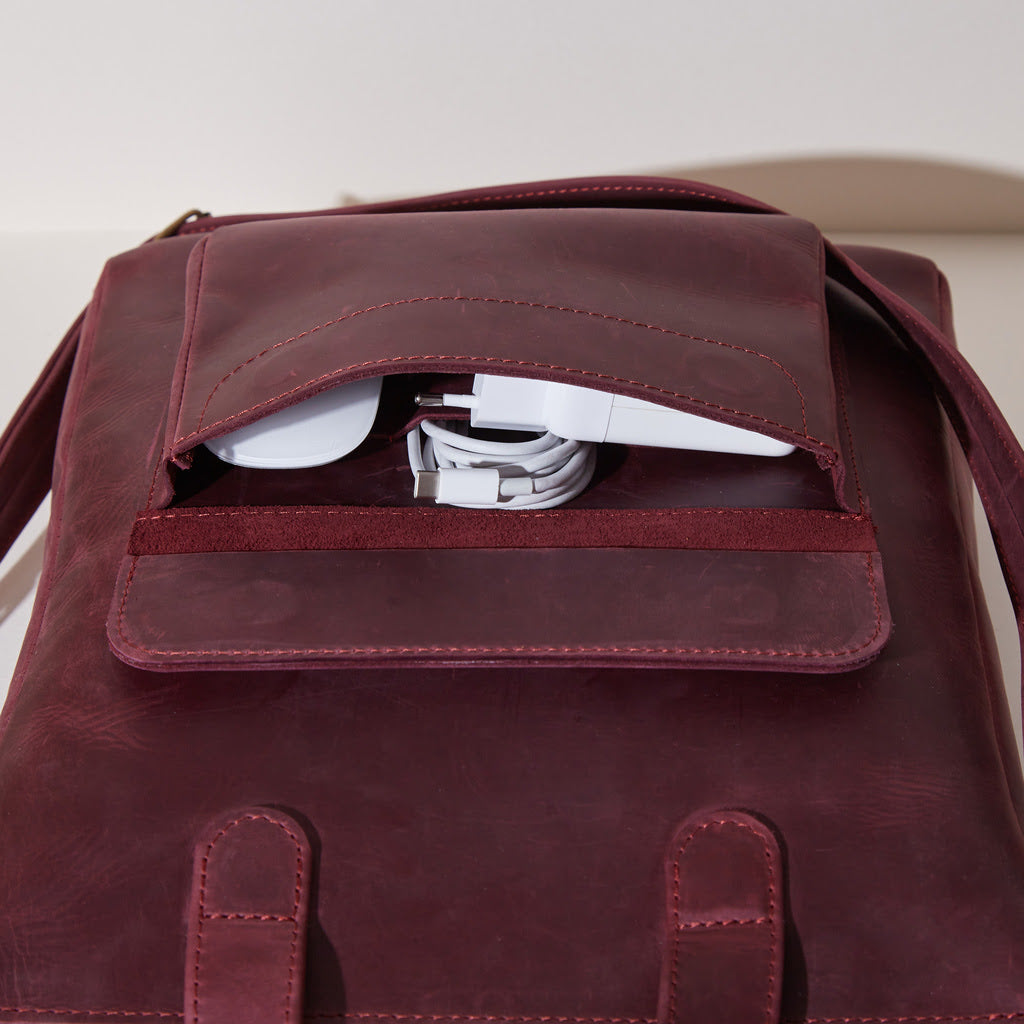 Geantă convertibilă din piele pentru laptop Voyager Long