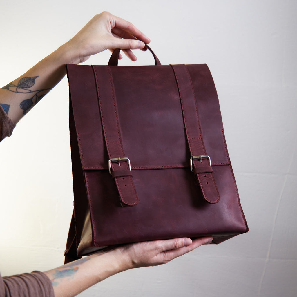 Rucsac Gloria din piele cu buzunar pentru laptop