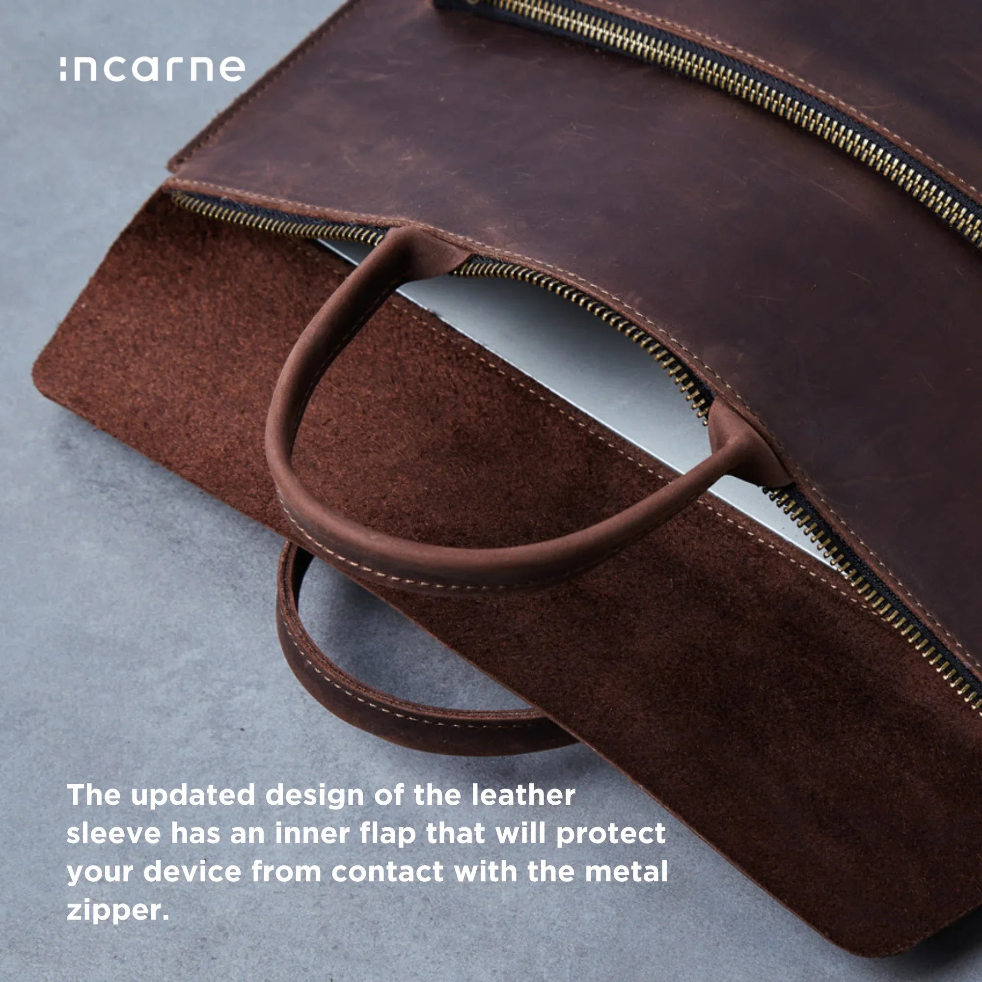 Maryland iPad Pro Sleeve with Handles in classic leather - INCARNE® Global