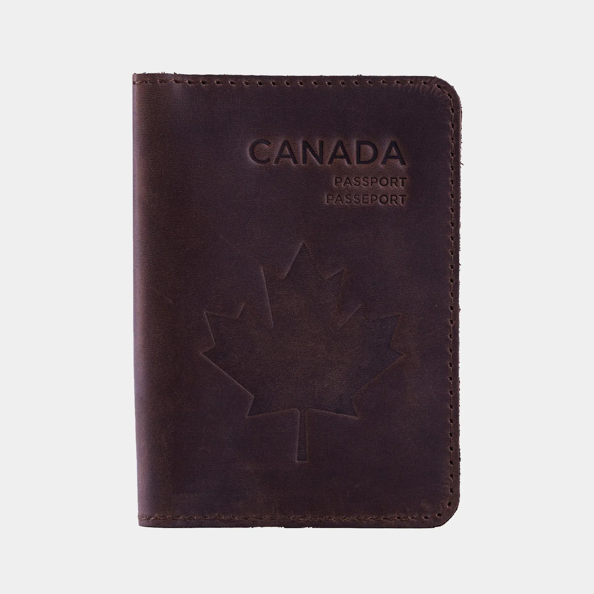 Passport cover with the national symbol of Canada мade from vintage leather - INCARNE® Global