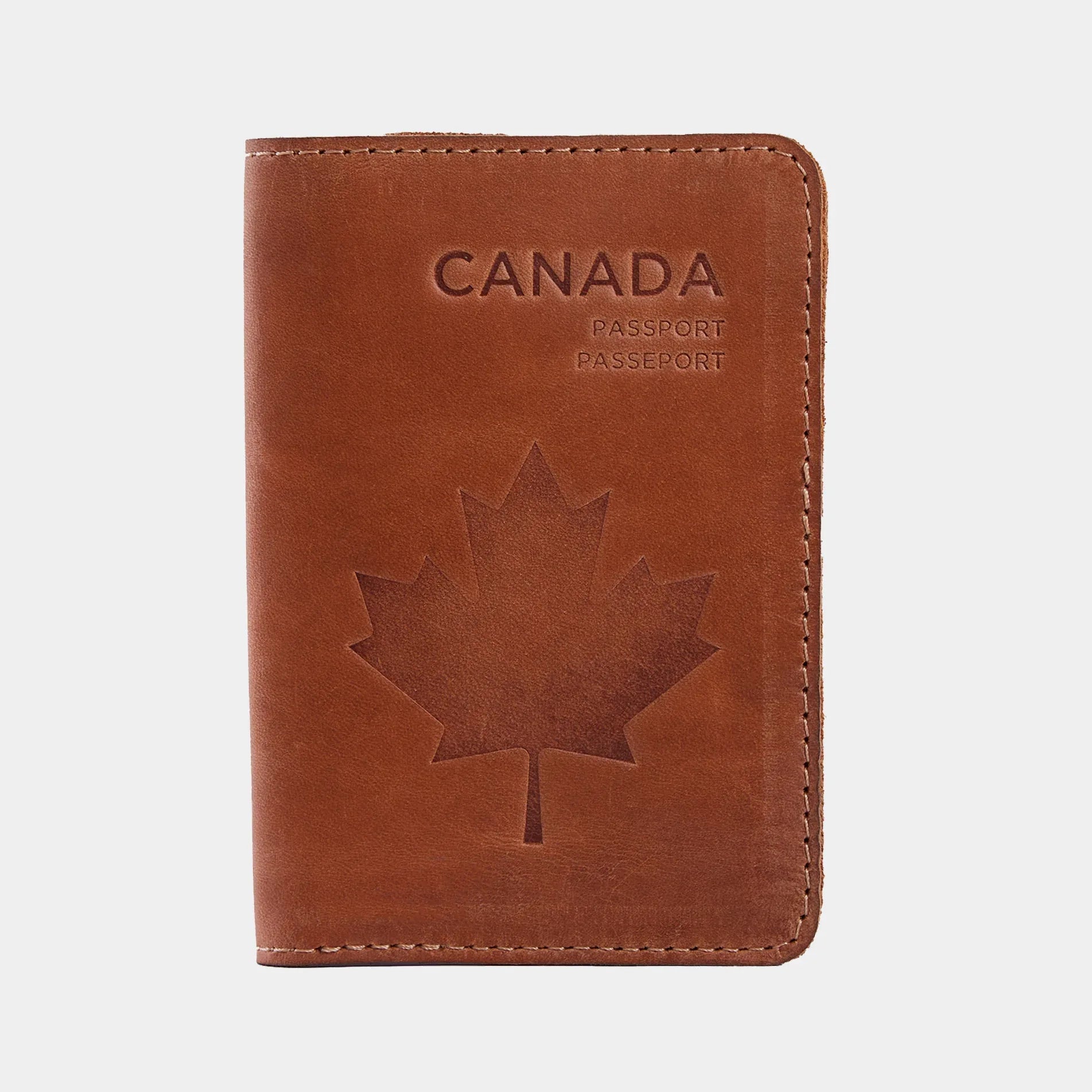 Passport cover with the national symbol of Canada мade from vintage leather - INCARNE® Global