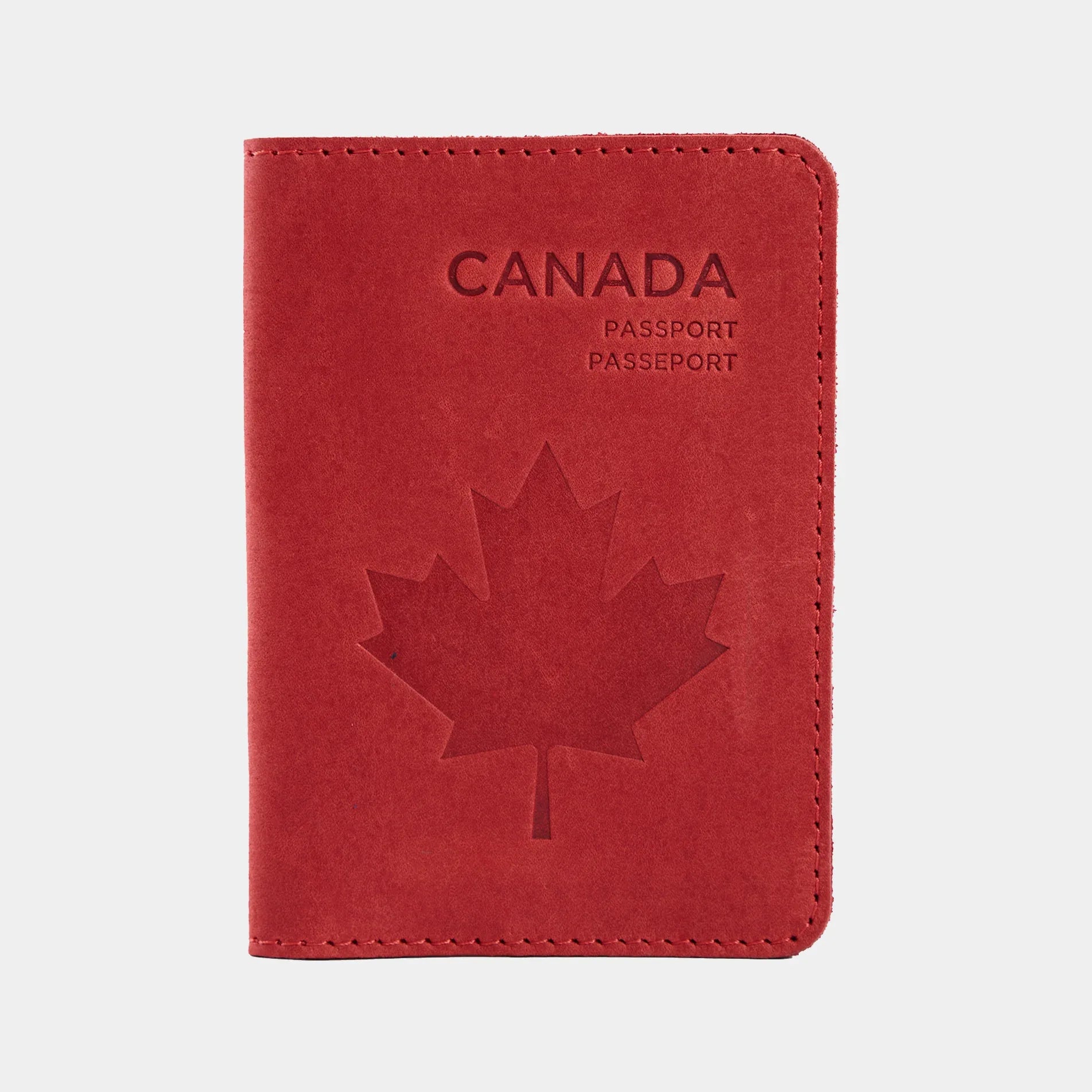 Passport cover with the national symbol of Canada мade from vintage leather - INCARNE® Global