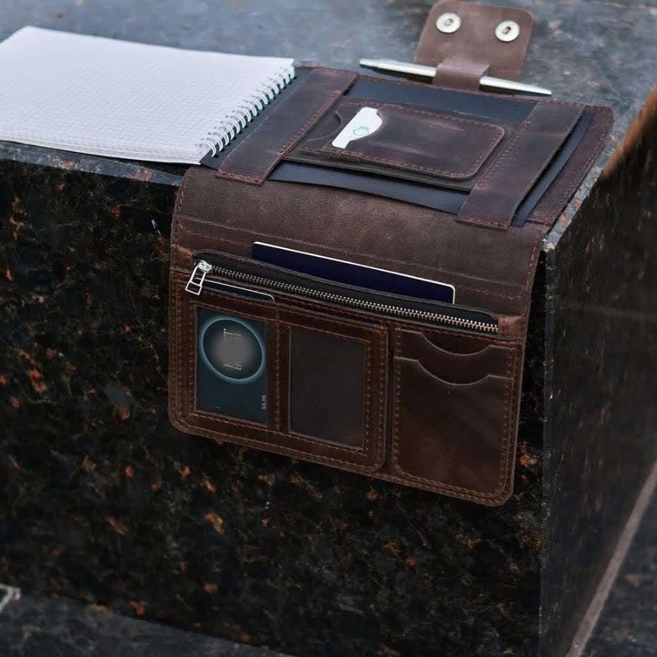 Leather portfolio-organizer for a notebook