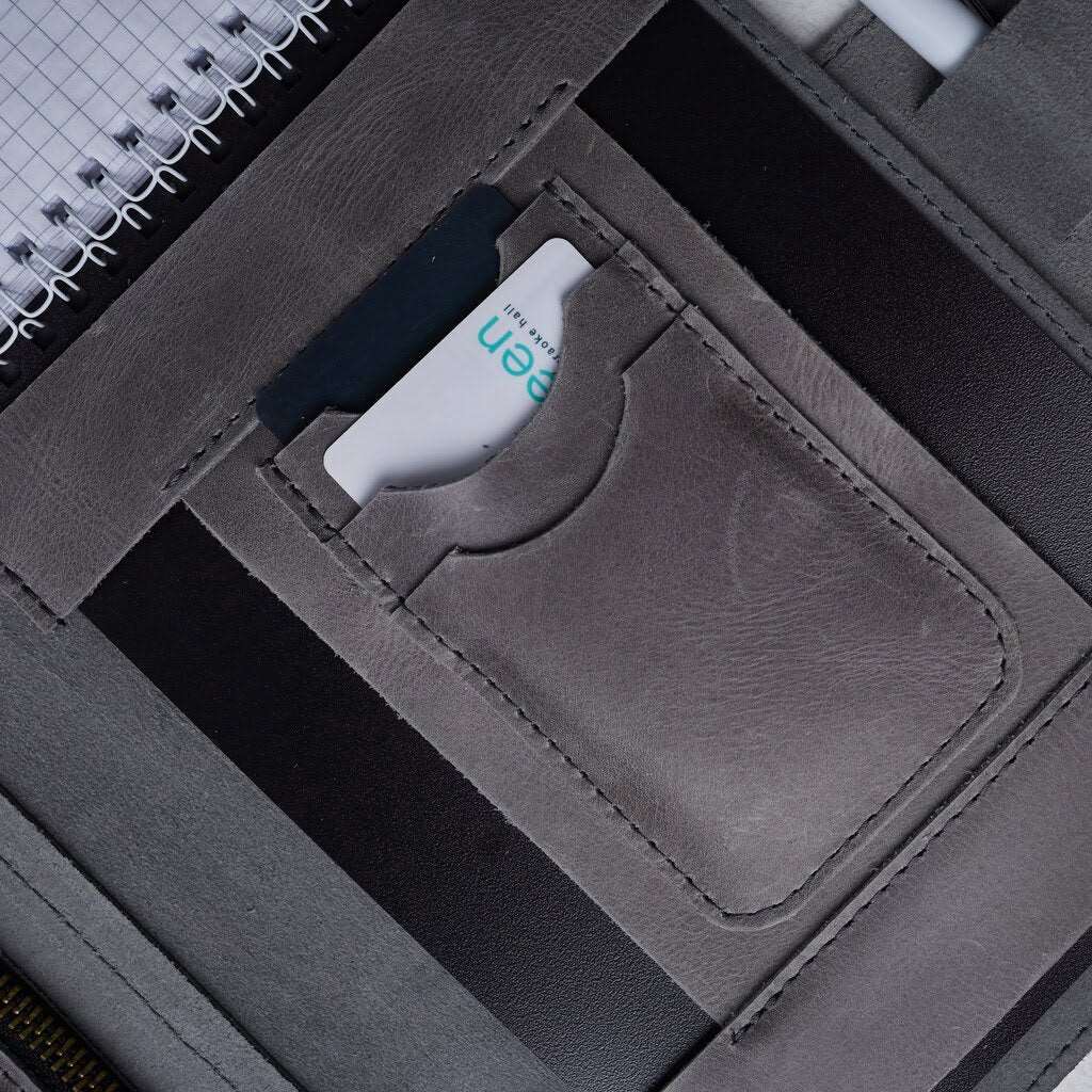 Leather portfolio-organizer for a notebook
