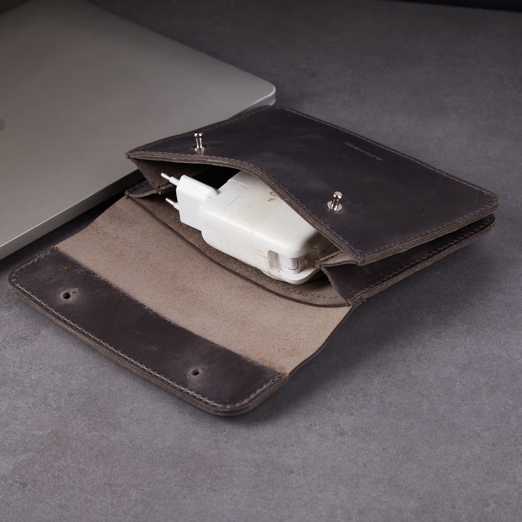 Keep Charger, Cable, and Mouse Organizer in vintage leather