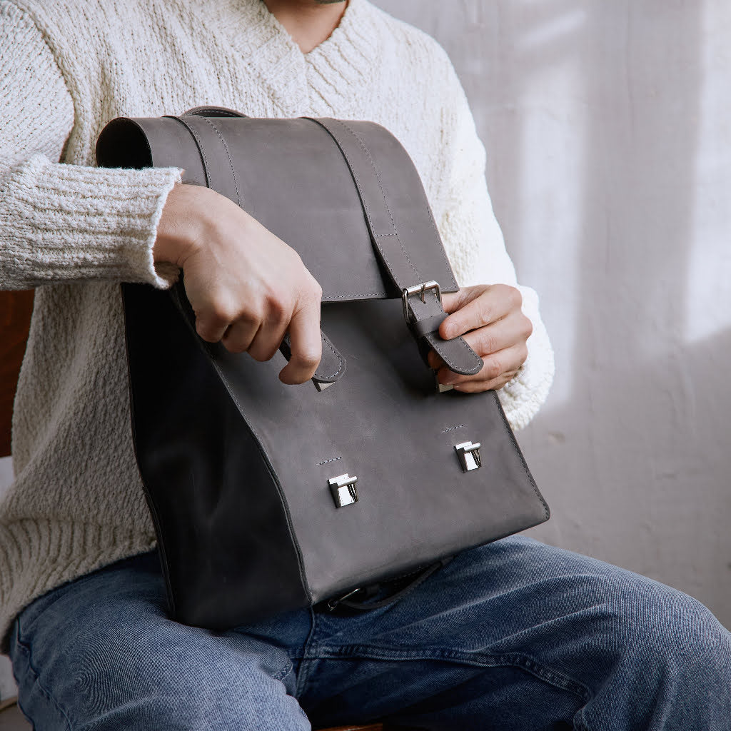Rucsac Gloria din piele cu buzunar pentru laptop