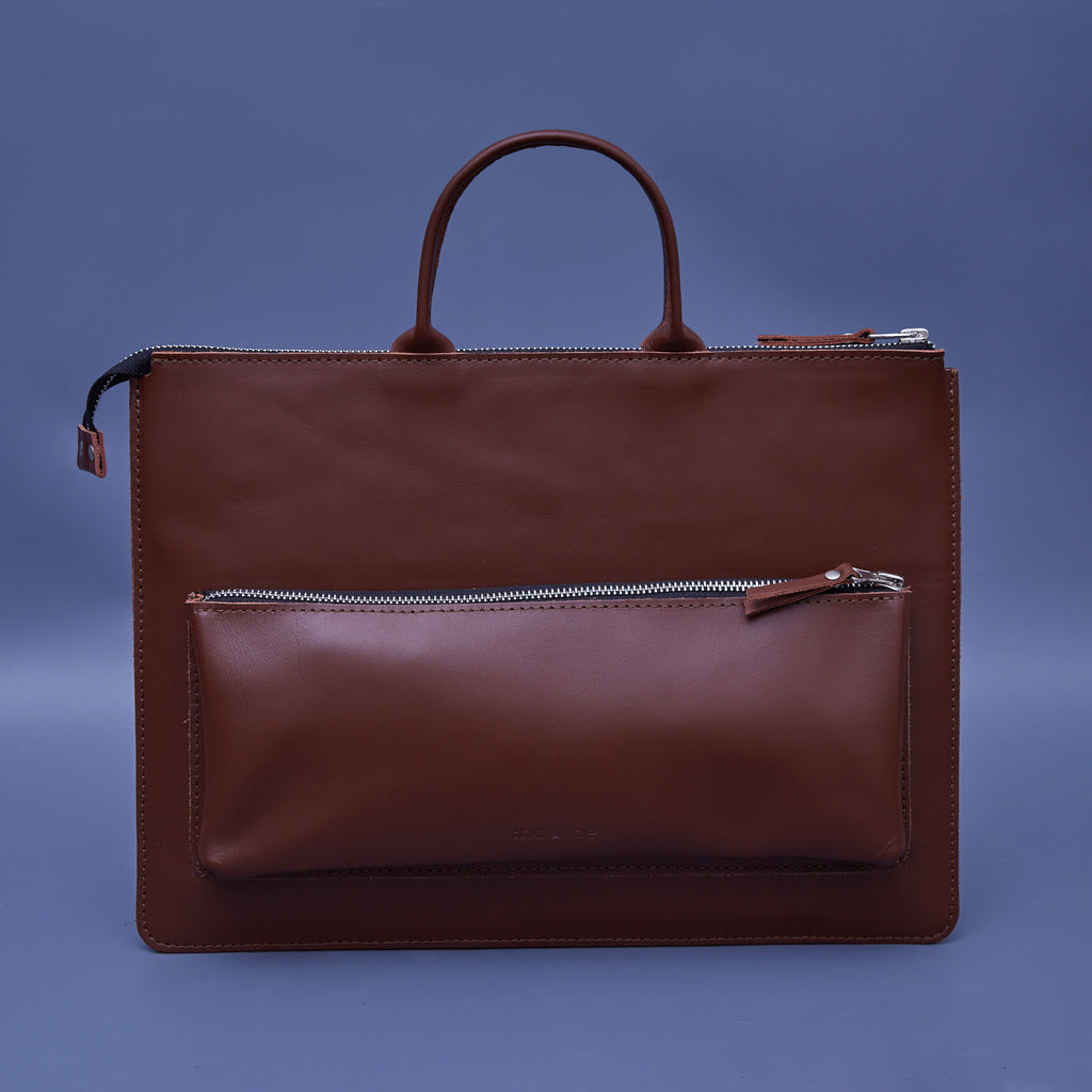 Maryland Laptop Sleeve with Handles in classic leather