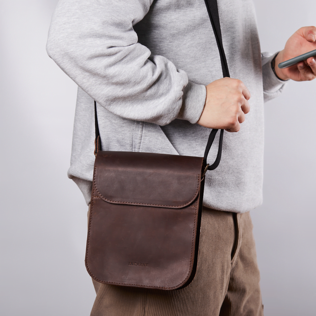 PORTER LEATHER SHOULDER BAG FOR MEN