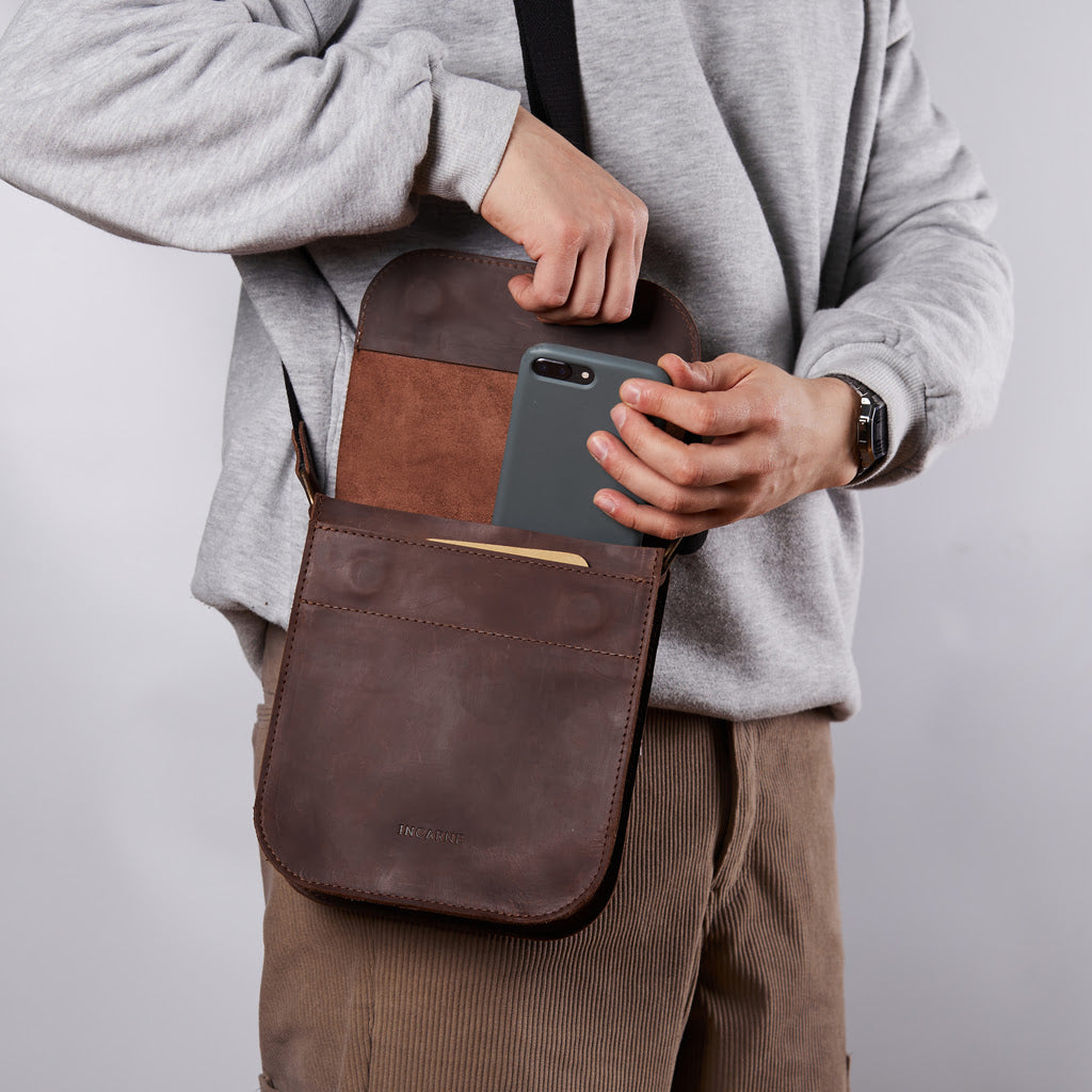 PORTER LEATHER SHOULDER BAG FOR MEN